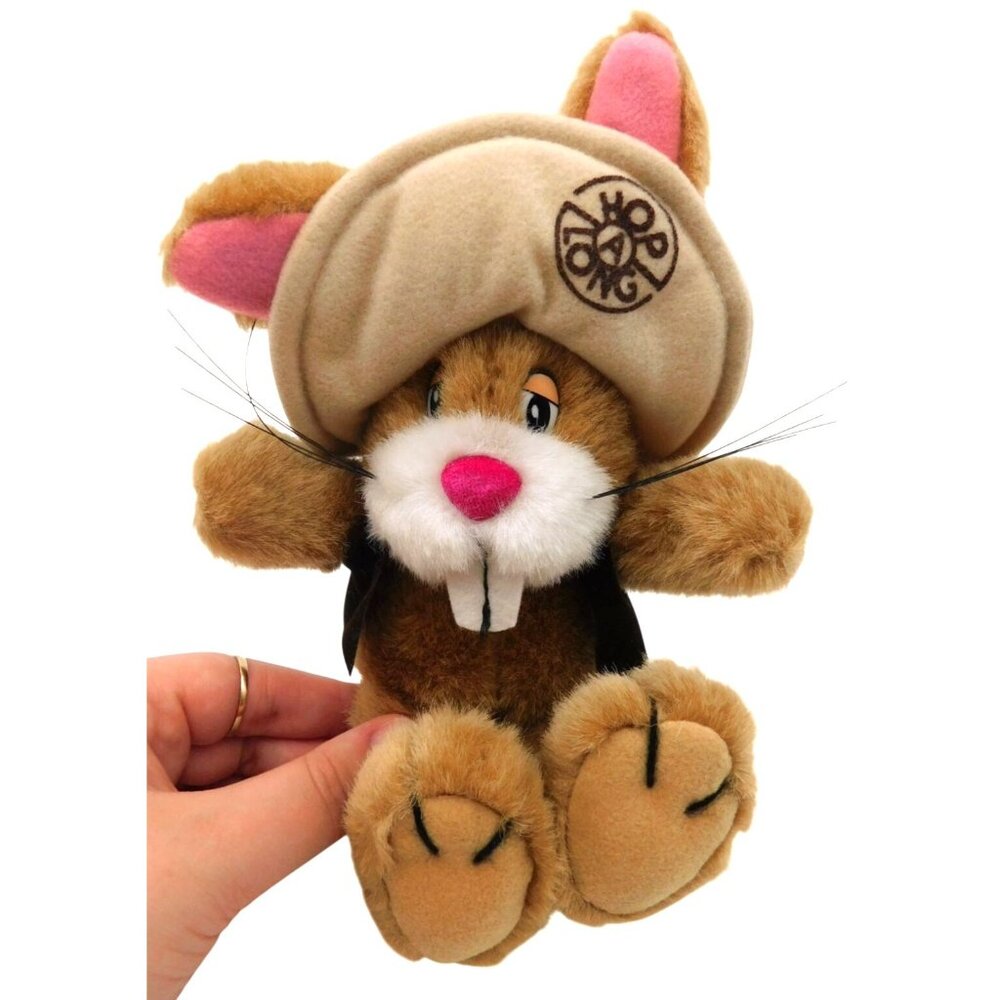 Vintage Applause Hop a Long Bunny Rabbit Plush with Tag 8" Brown Hat Big Teeth